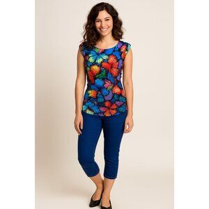 CCC 4XL Cap Sleeve Butterflycore Blouse Artwear Boho Street Chic Color Pop Core